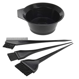 MIJOMA 4 Piece Hair Dye Set with Dying Bowl, Narrow Hair Colour Brush, Wide Hair Dye Brush, Double Sided Brush with Comb, Black