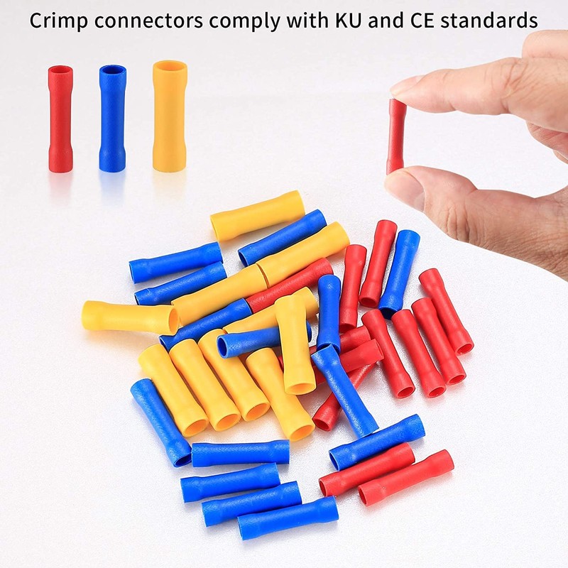 QOOSIKICC 150 Pcs Electrical Butt Connectors Kit, Butt Splice Crimp