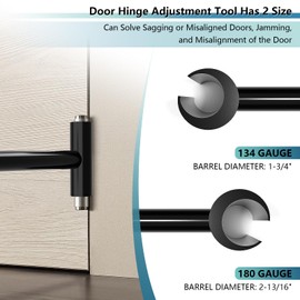 Heavy Duty .134 & .180 Door Hinge Adjustment Tool, Black Steel, Polished Finish, Contemporary Style