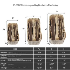 ZTUJO Purse Organizer Insert, Felt Bag Organizer with Metal Zipper, Handbag & Tote Shaper, For Speedy Neverfull Tote, 7 Sizes, Brown polka dots Beige, Mini