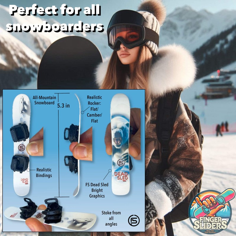 CRAFTED INGENUITY Finger Sliders Dead Sled Mini Snowboard – Finger