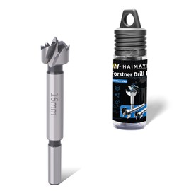 Forstner Drill Bit Multi-tooth Wood Drill Bit 16 mm Flat Wing Drill Bit with Round Shank Wood Drill Bit for Drilling in Wood, Plywood, Plastic