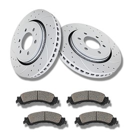 Front Drilled and Slotted Brake Kit Disc Rotors Ceramic Brake Pads Replacement for Lincoln Navigator Ford F150 Expedition