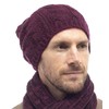 Tom Franks Mens Cable Knit Slouch Beanie Hat Red