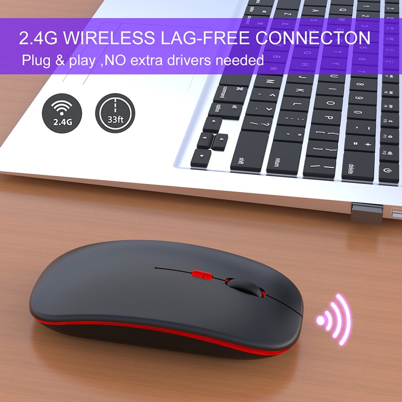 Wireless Mouse 2.4G Rechargeable USB Wireless Gaming Mouse with LED