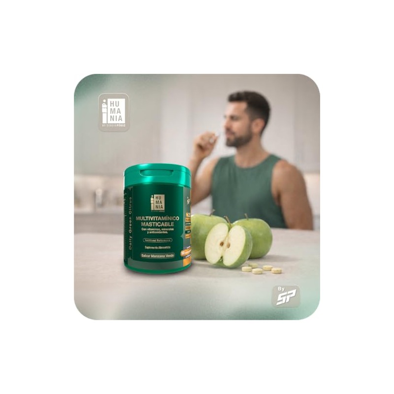 Humania Multivitamínico Masticable Vitaminas Minerales Formato Tableta Sabor Manzana Verde