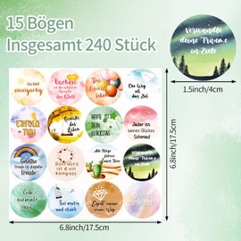 Lemicin Sticker Sayings Stickers Motivational Stickers – Pack of 240 4 cm Inspirational Motivational Stickers Positive Sayings for Gift Envelope Gift Bags Scrapbook Laptop Notebook