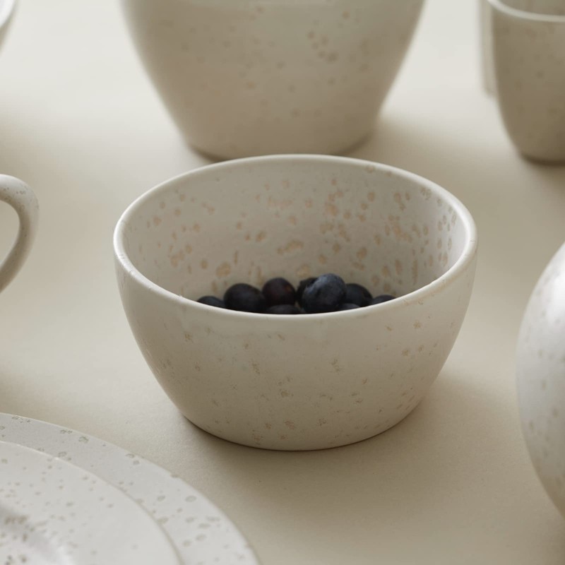 BITZ 10cm Diameter Stoneware Bowl Snack Bowl Grey/Light Red