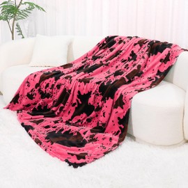 Hot Pink Throw Blanket Twin Size Decorative Soft Fleece Bed Blankets Lightweight Fuzzy Strawberry Dark Pink Twin Blanket for Bedroom Couch All Season