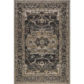 nuLOOM Hafwen Medallion 6x9 Indoor/Outdoor Area Rug for Living Room Patio Deck Front Porch Kitchen, Cream & Charcoal/Beige