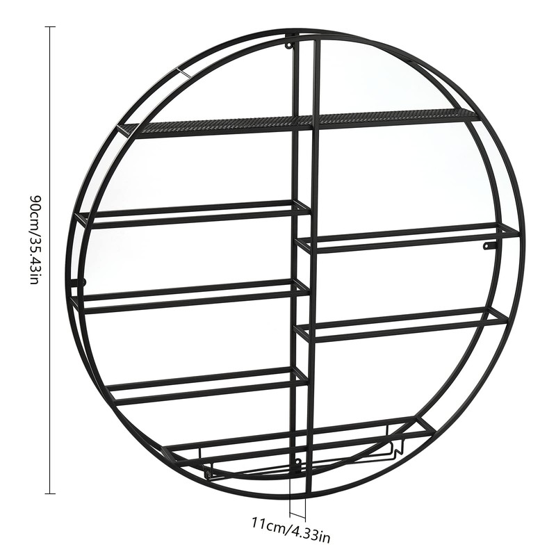 HAPPCUCOE Wall Mounted Wine Bottle Rack Modern Metal Round Wall