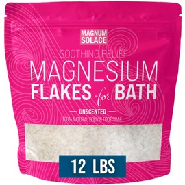 Magnesium Flakes for Bath - Magnesium Chloride Flakes Organic Pure - Unscented, 12 LBS