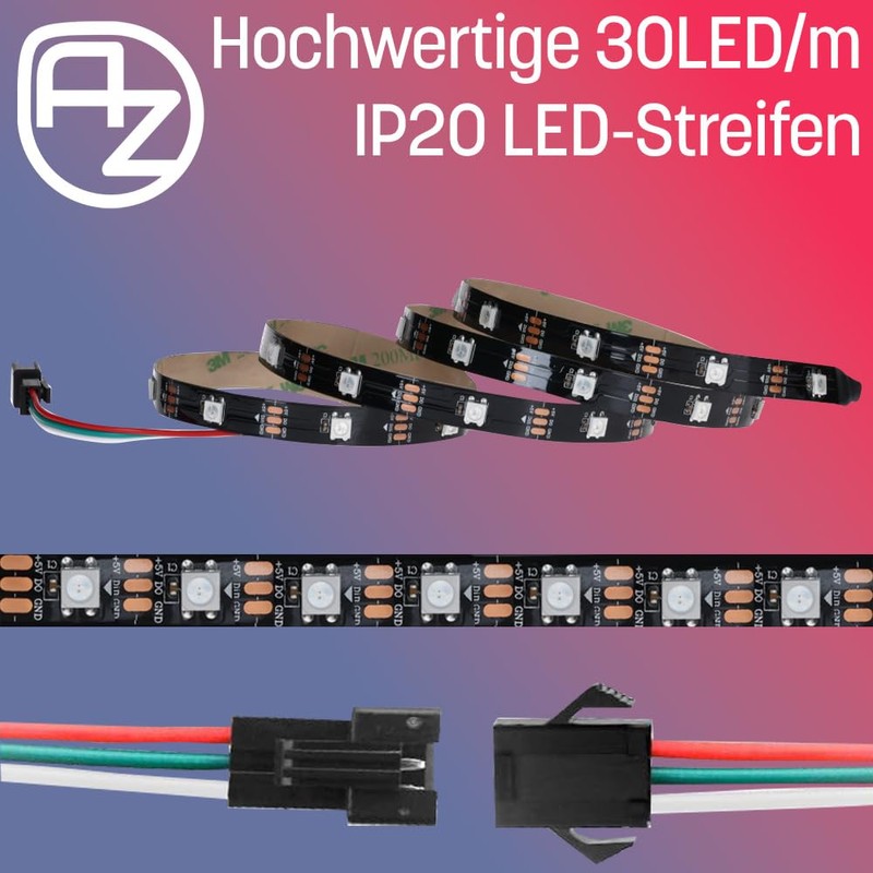 AZDelivery 5M WS2812B 30 LEDs/m 30 Pixels/m LED Strip RGB