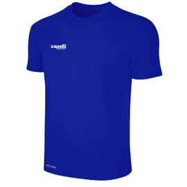 Capelli Sport Men's Standard Workout Top, Short Sleeve Crew Neck Exercise Training Jersey, Royal Blue White