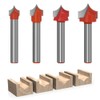 Saipor 4pcs 6mm Shank Point Cutting Roundover Router Bit Set
