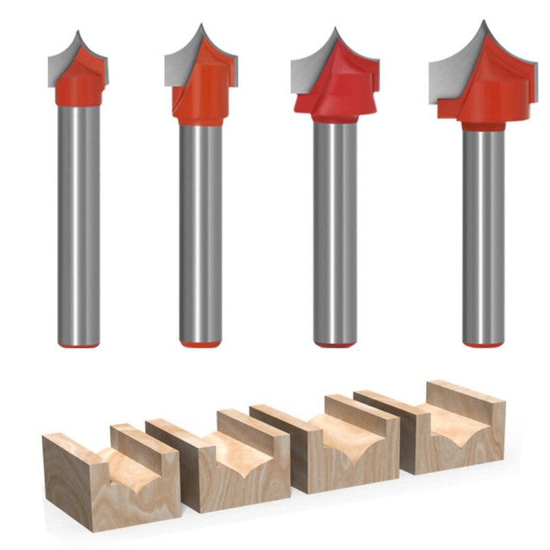 Saipor 4pcs 6mm Shank Point Cutting Roundover Router Bit Set
