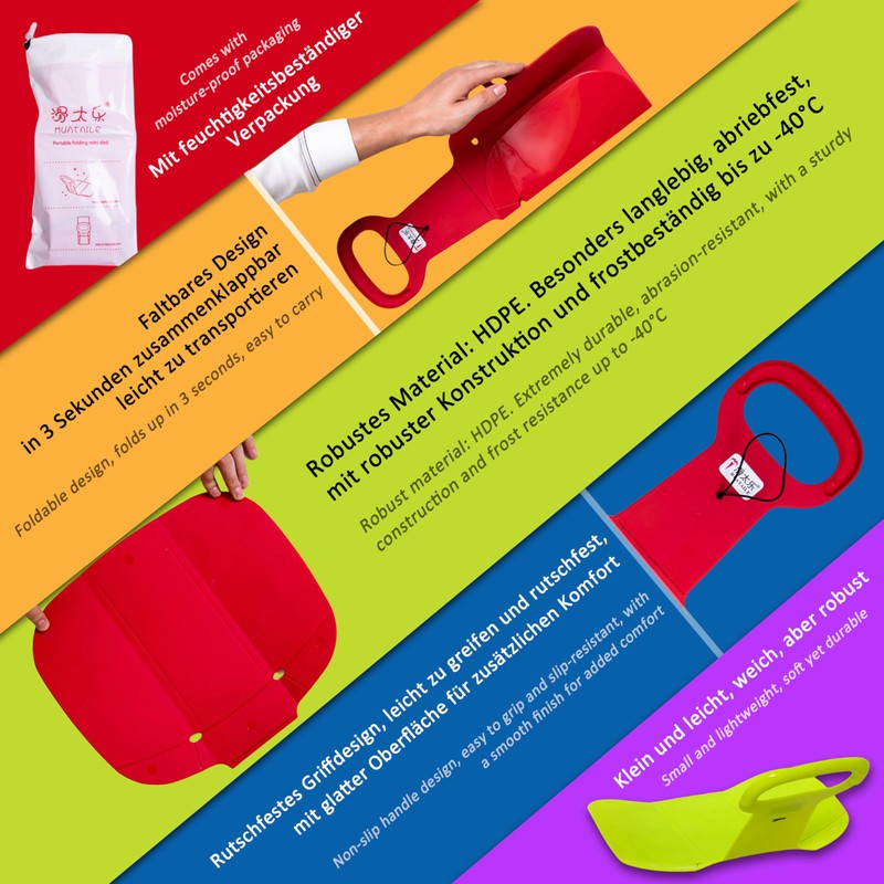 Foldable pop slider, lightweight and portable bob sledge for children