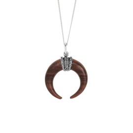 81stgeneration Women's 925 Sterling Silver Wood Cosmic Horn Tusk Pendant Necklace, 18"