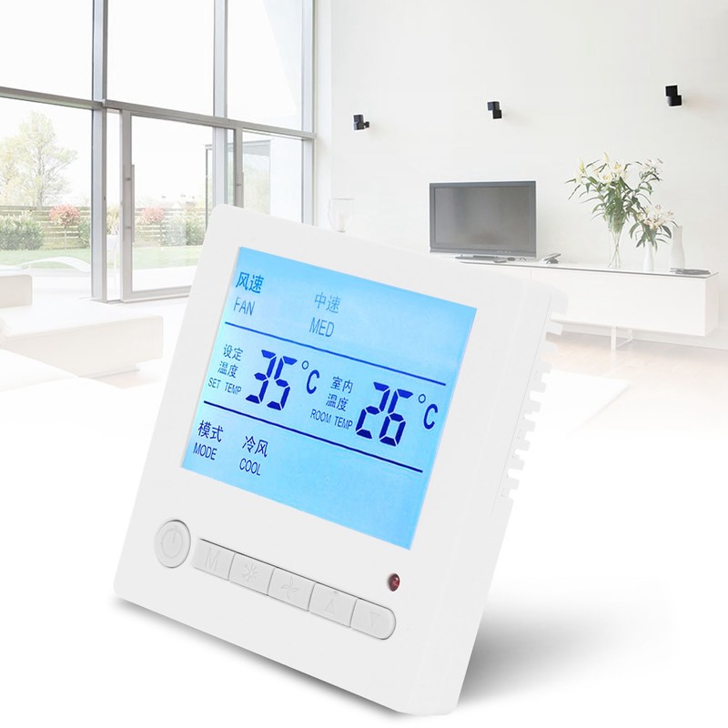AC220V Intelligent LCD Thermostat Fan Coil Temperature Controller Air Conditioning