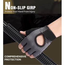 BECNBEAU Workout Gloves Gym Exercise Gloves Fitness Grip Weightlifting Rowing Kayak Yoga Sport Training Lifting Padded Anti Slip Palm Protection for Women Men,Gray,Large