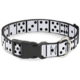 Buckle-Down Plastic Clip Collar - Dominoes Black/White/Black - 1" Wide - Fits 11-17" Neck - Medium