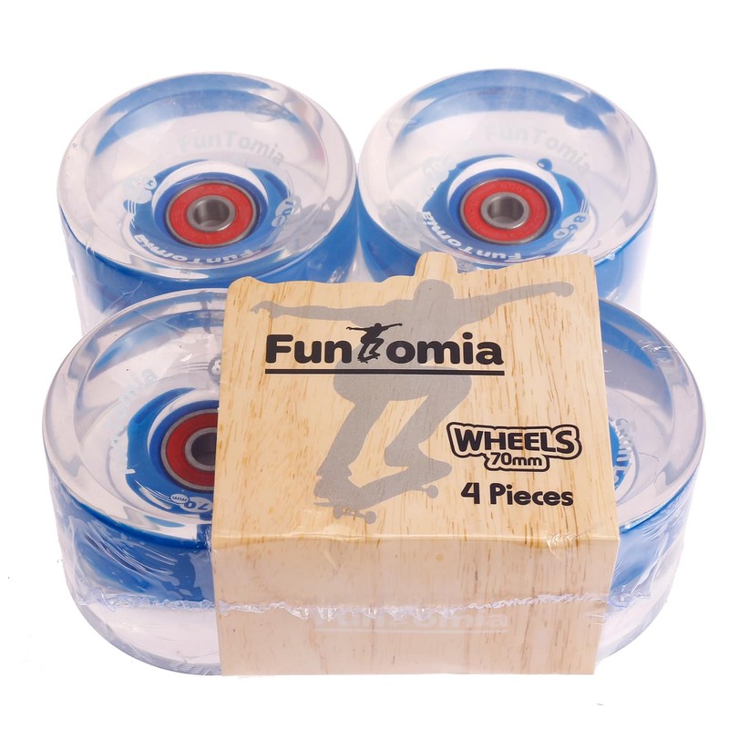 FunTomia Set of 4 (LED) Longboard/Skateboard Wheels (Big Wheels) in
