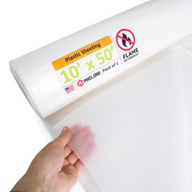 Paclord Flame Retardant Plastic Sheeting 10' x 50' (500 Sq Ft) – USA-Made Heavy-Duty 4 mil LDPE Plastic Tarp for Welding, Painting & Construction – Fire-Rated, Waterproof, Tear-Resistant Barrier