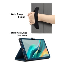Case for Doogee T36 12 inch, Doogee T36 Tablet Protective Case, Folding Stand Protective Case with Pen Holder and Wrist Strap, Comprehensive Protection (Blue)