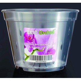 SMEREKA Orchid Pots with Holes Indoor Clear Plastic Plant Pot Set (4.5" - 5 Pack)
