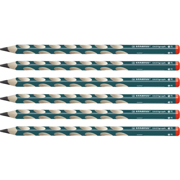 Handwriting Pencil - STABILO EASYgraph - Right-Handed - Petrol - Box of 6 - HB