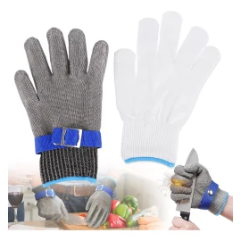 Cuero Guantes De Carnicero De Acero Inoxidable, Nivel 5 Anticortes