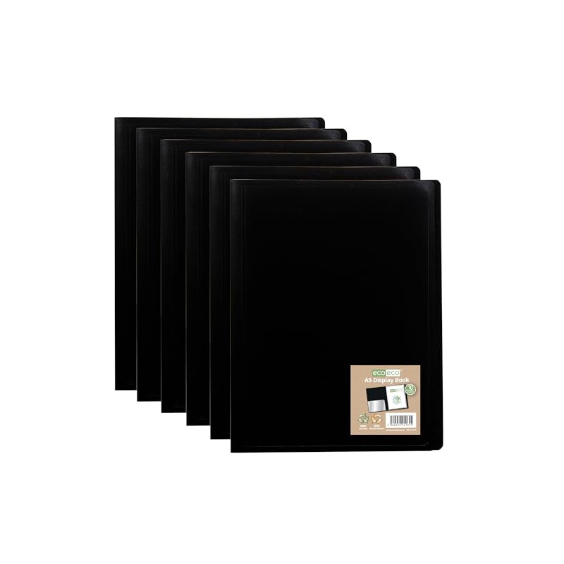 eco-eco A5 100% Recycled 10 Pocket Black Flexible Cover Portfolio