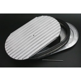 Rodspeedracing 58-86 SBC Chevy 350 Aluminum Short Retro Finned Valve Covers and Air Cleaner Kit