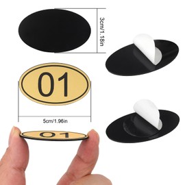 NumRealm Table Numbers Locker Cabinet Number, Oval ABS Engraved Numbers Signage Tags Labels - Golden 1 to 50