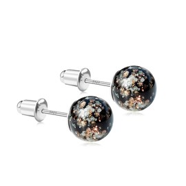 925 Sterling Silver Stud Earring for Women Firefly Bead Earring Murano Jewelry Hypoallergenic Earring for Women Bridesmaid Gift
