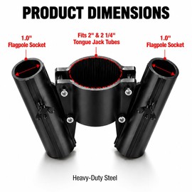 RV Dual Flag Pole Mount for 2" and 2¼" Tongue Jack