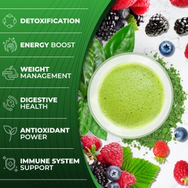 Total Tea Green Powder for Energy & Digestive Health with Turmeric, Amla Powder & Vitamin C - 30 Servings