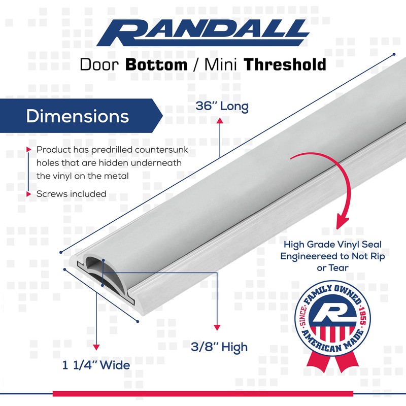 36" Mini Threshold or Door Bottom 1 1/4" Wide 3/8"-1/2"
