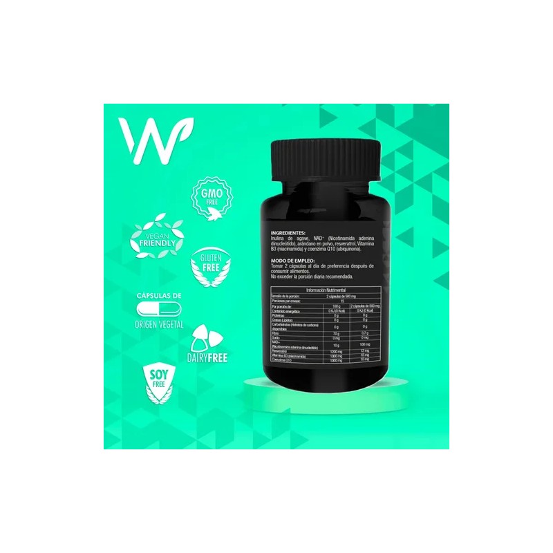 Nw Nad+ Resveratrol Coq10 B3 & Arandano Antioxidante 30 Cap