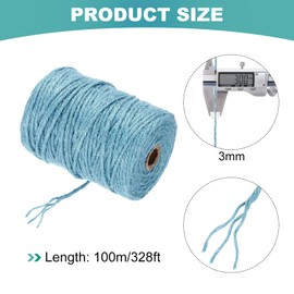 sourcing map Natural Jute Twine String 328ft x 3mm Long Strong Twine Rope for Arts Crafts Ribbon Gift Wrapping Packing Christmas Wedding, Blue