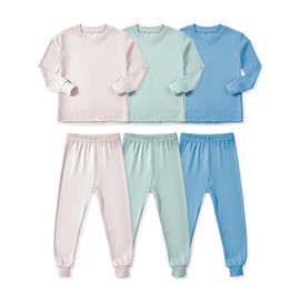 HAPIU Rayon from Bamboo Toddler Pajamas Set, Pjs Baby Kids Girls Boys, Sage & Slate & Beige, 2T