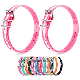 LuckinPET Replacement Collar Strap, Compatible with Petsafe,PATPET,Sportdog,Garmin,Dogtra,etc Most Training Collar/Fence Reciever, 3/4',Reflective,Adjustable,Metal Buckled,Waterproof (Pink Pack2)