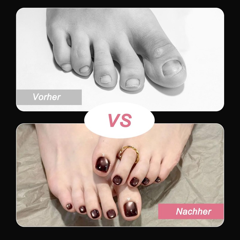 Auriselle Pack of 14 Crystal Cat Eye Press On Toenails,