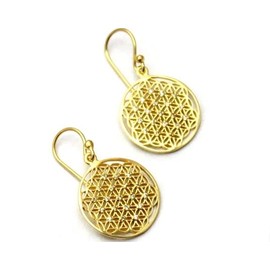 flower of life Sacred Geometry 925 Sterling Silver earrings COSUMOSU - 1.22 inch zirconia gold dangle earrings