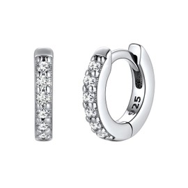 FaithHeart Women's Earrings Silver 925 Hoop Earrings Girls Stud Earrings Zirconia Helix Piercings 6 mm / 8 mm / 10 mm / 12 mm Piercing Ear Drop Earrings for Birthday, 6 mm