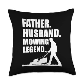 Cool Lawn Mowing For Men Father Lawn Care Gardening Husband Throw Pillow