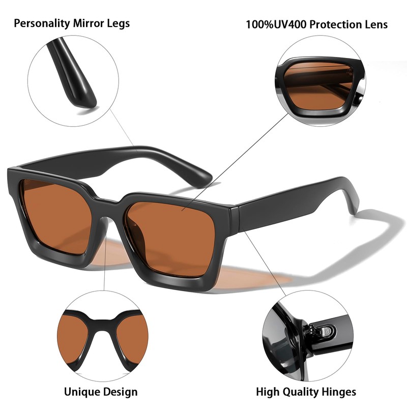 aisswzber plastic Square sunglasses for men and women 2613-Brown