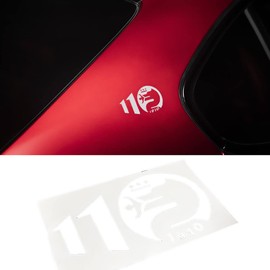2pcs Black White Car Body Decoration Sticker 110th Anniversary Sticker Car Puller Car Window Compatible for Alfa Romeo Giulia Stelvio Quadrifoglio Giulietta Mito 159 Spider 166 147