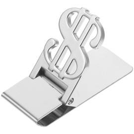 Vosarea 1 x Metal Dollar Sign Shape Stainless Steel Money Clip Credit Card Holder, silver, Minimalist