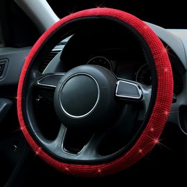 Bling Rhinestone Car Steering Wheel Cover, Universal 38 cm/15 Inch Steering Wheel Cover, Glitter for Women, Diamond Car Steering Wheel Cover, Non-Slip Steering Wheel Protection, Car Accessories,